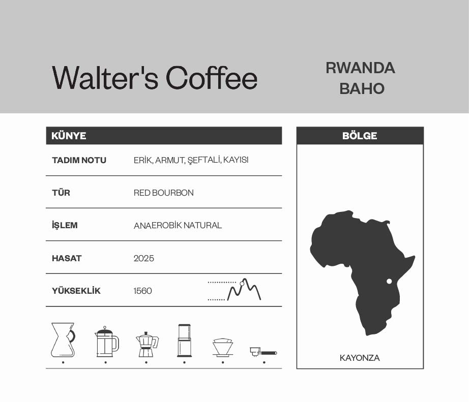 Rwanda Baho Kahve Bilgi Kartı - Kayonza Bölgesi, Anaerobik Natural İşlem, Red Bourbon